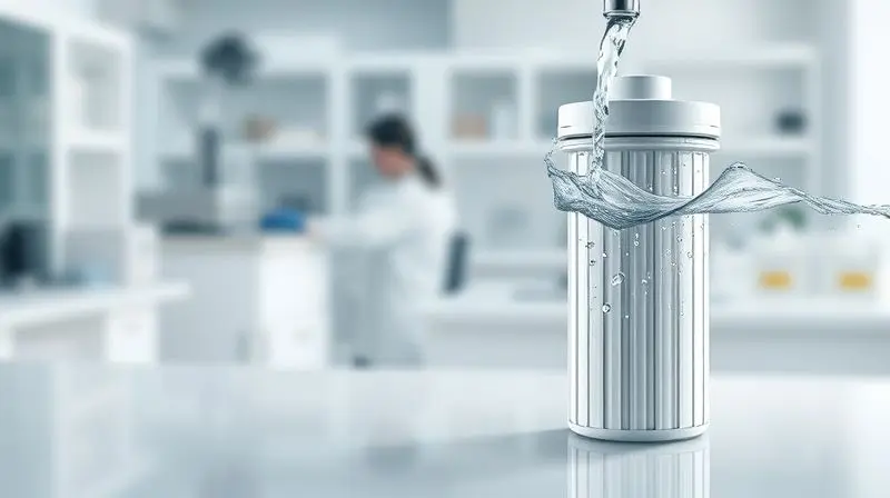 Imagem conceitual mostrando o interior de um filtro de purificador com água limpa passando, simbolizando a confiabilidade e qualidade da marca.
