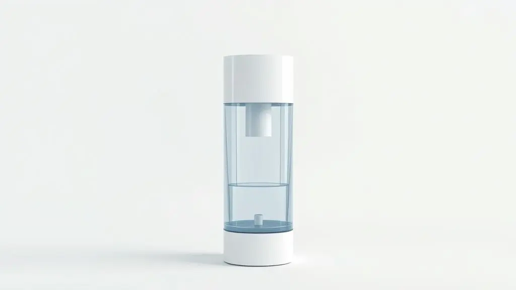 Um purificador de água Consul moderno e sem marca, exibido em um ambiente de estúdio, destacando seu design para cozinhas contemporâneas.